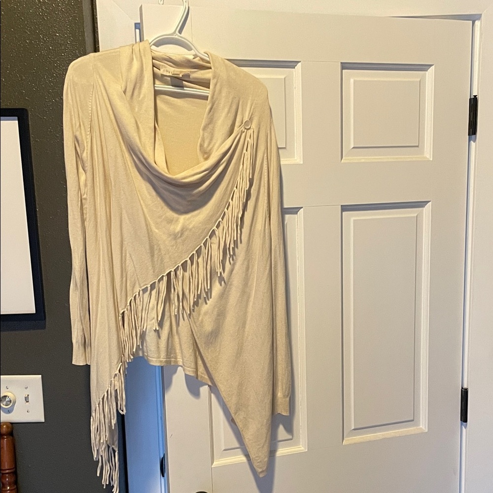 Lovestitch Cream Fringe Drape Top